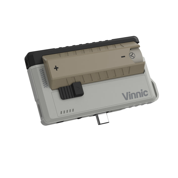 Vinnic Rendezvous 5000mAh detachable power bank with innovative replaceable Silicon Carbon Lithium (SiC) 21700 batteries offering 20-30% higher energy density. Enjoy 22.5W USB-C PD fast charging, integrated Type-C plug, and charge two devices at once.